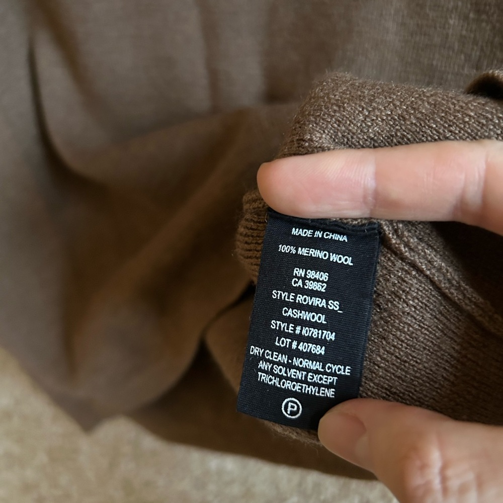 Theory 100% Merino Wool Short Sleeve Sweater Top Brown Size S - Picture 5 of 8
